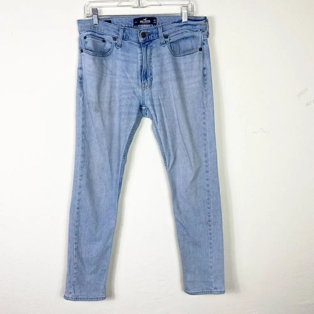 Hollister Men’s Epic Flex Light Wash Skinny Jeans 32:30